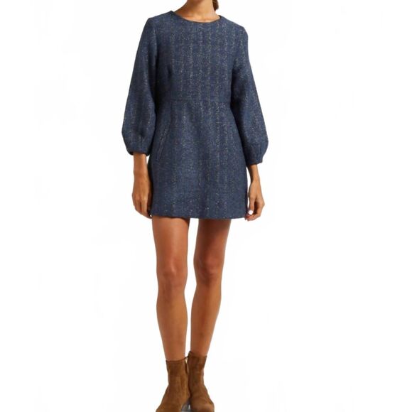 See U Soon NWT Blue Long Sleeve Mini Dress Size S - Picture 1 of 9